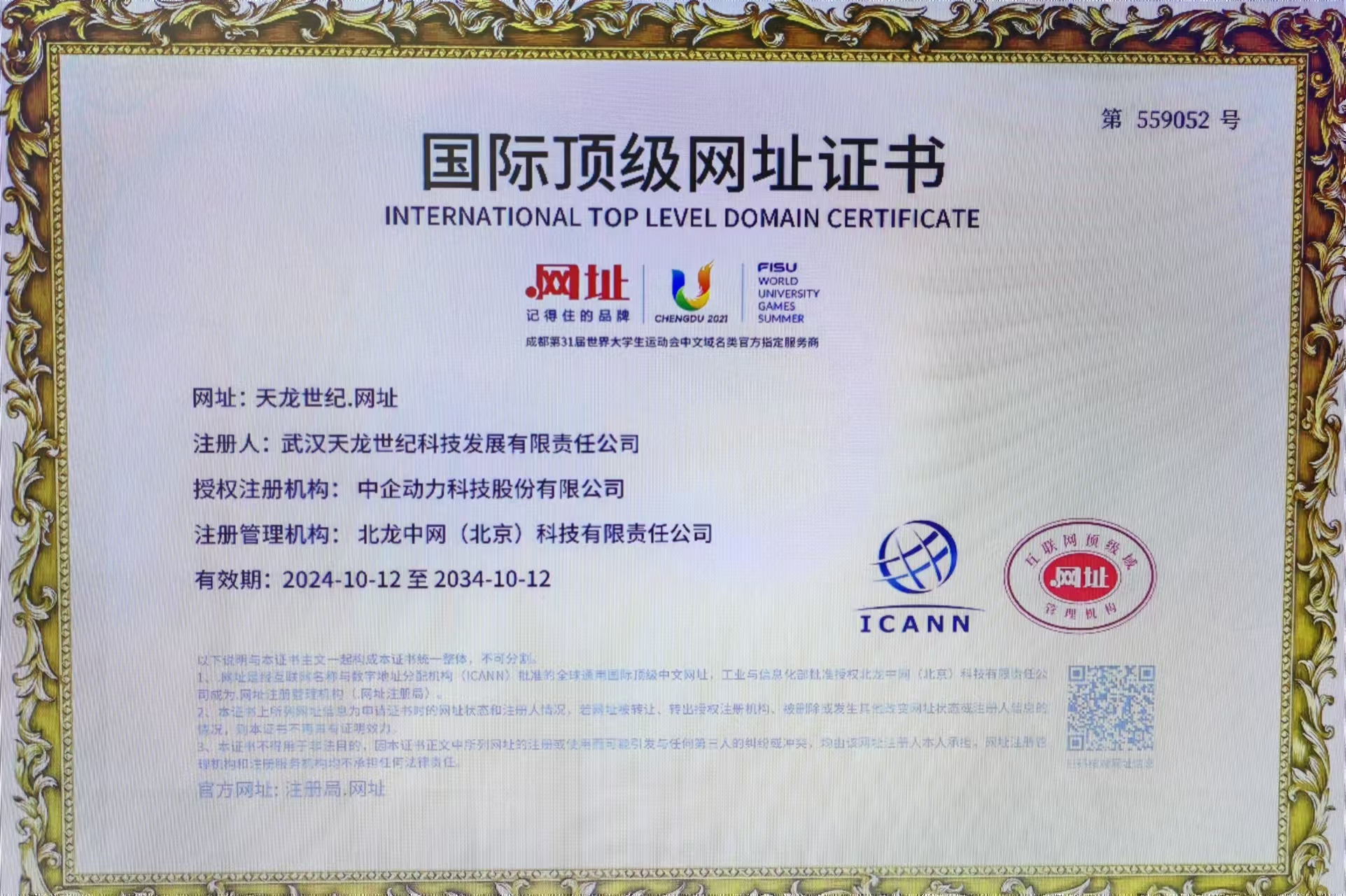 国际顶级网址证书